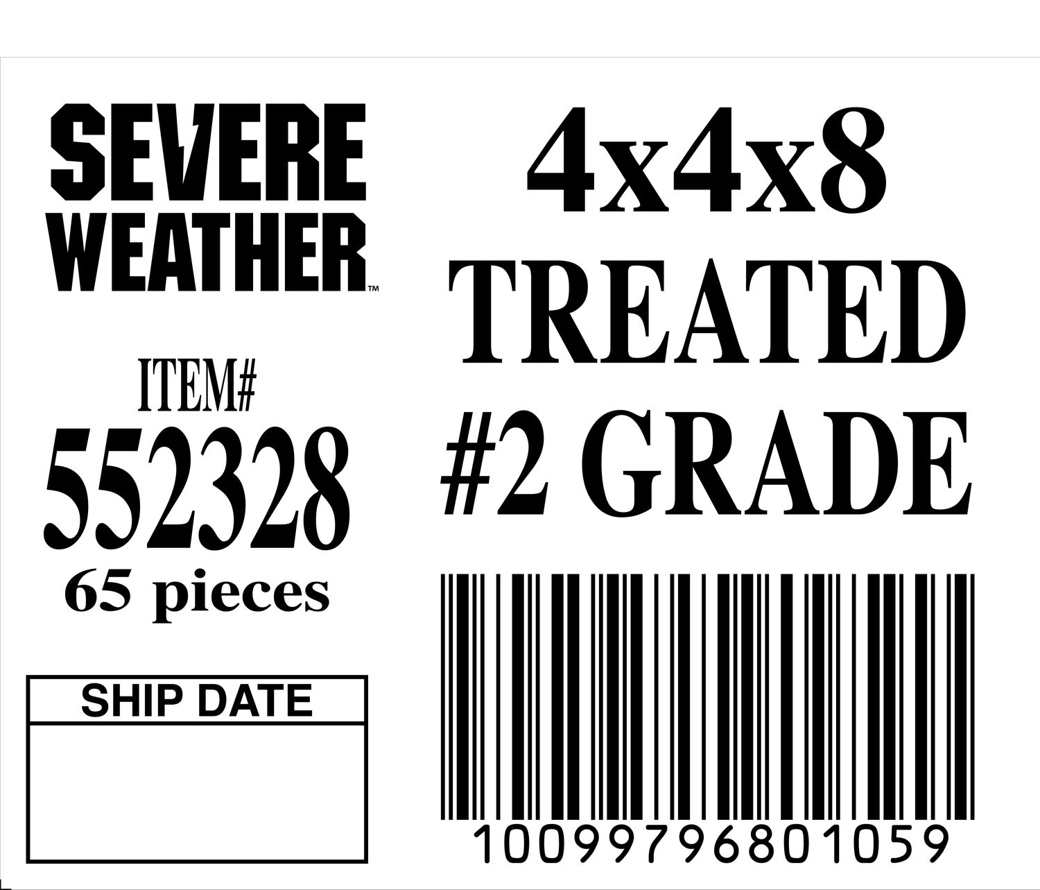 4x4x8  TREATED #2 GRADE - 80105-9 - ORDER IN INCREMENTS OF 100