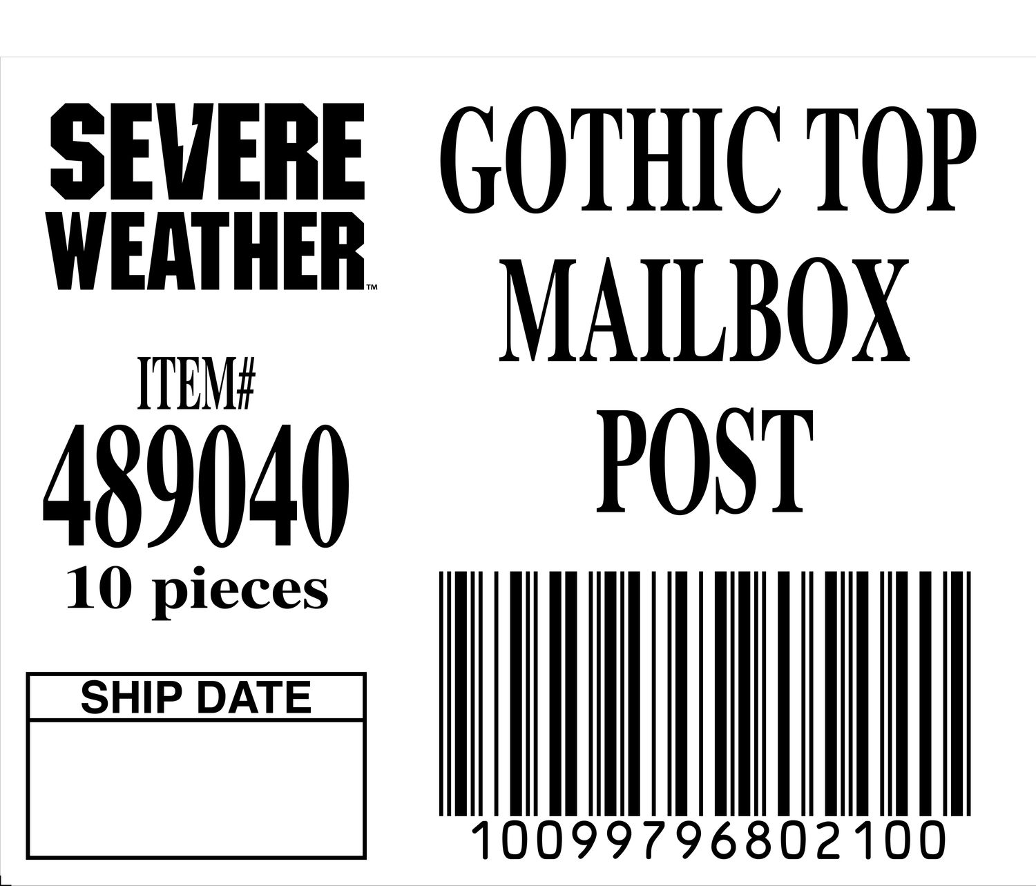 GOTHIC TOP MAILBOX POST - 80210-0 - ORDER IN INCREMENTS OF 100
