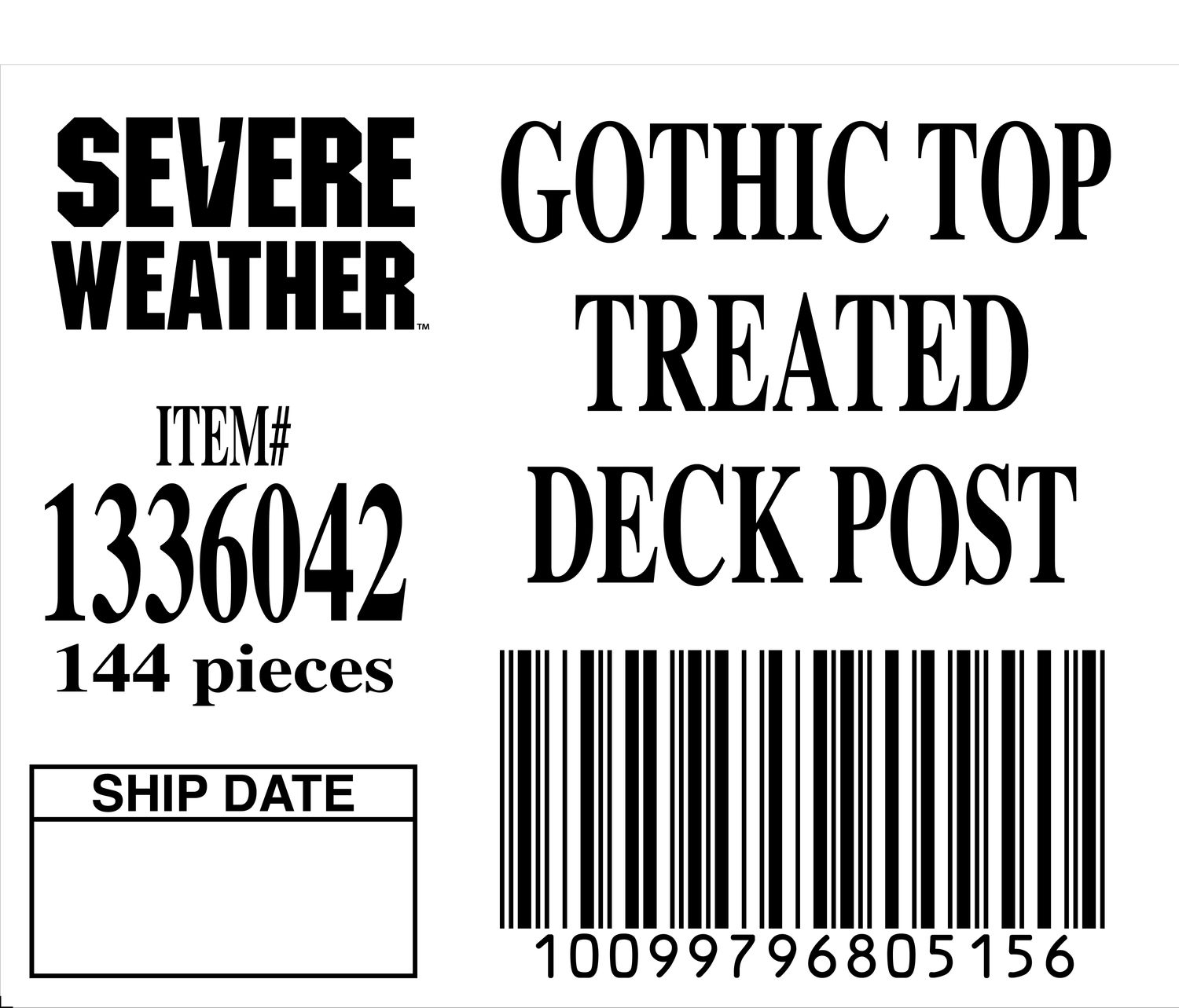 GOTHIC TOP TREATED DECK POST - 80515-6 - ORDER IN INCREMENTS OF 100