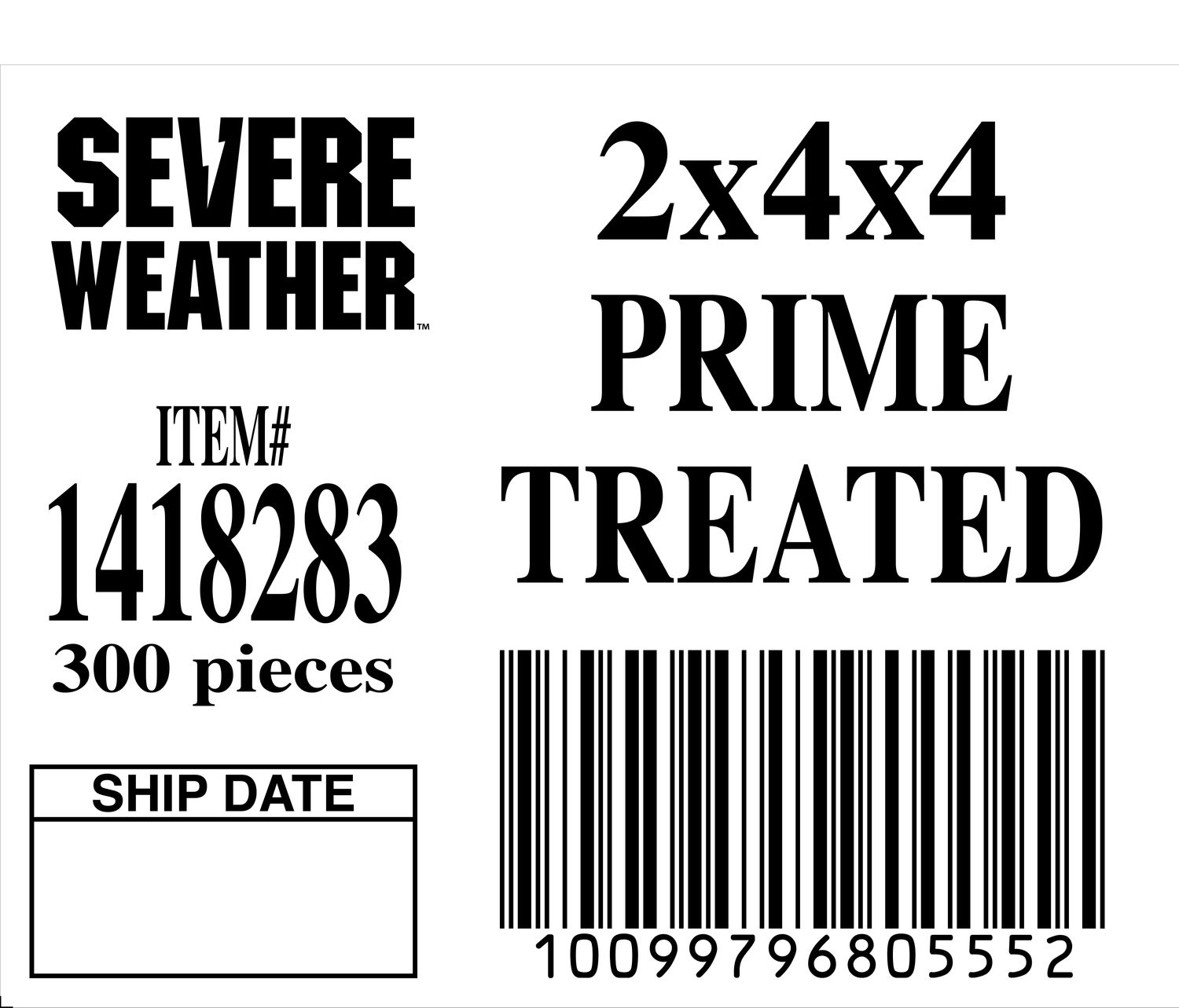 2x4x4 PRIME TREATED - 80555-2 - ORDER IN INCREMENTS OF 100
