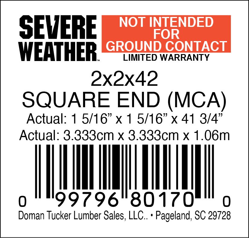 2x2x42 SQUARE END (MCA) - 80170-0 - 2000 PER ROLL - 14,000 MINIMUM
