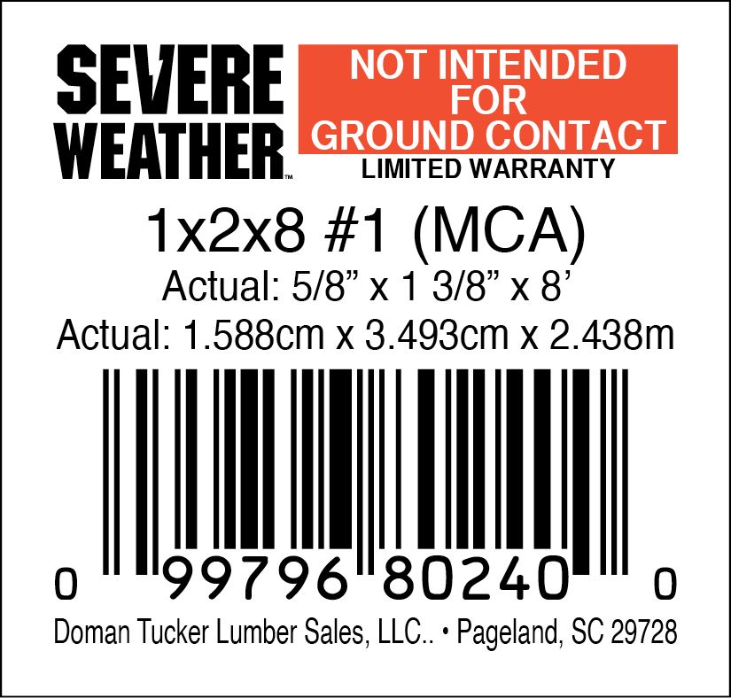 1x2x8 #1 (MCA) - 80240-0 - 2000 PER ROLL - 14,000 MINIMUM