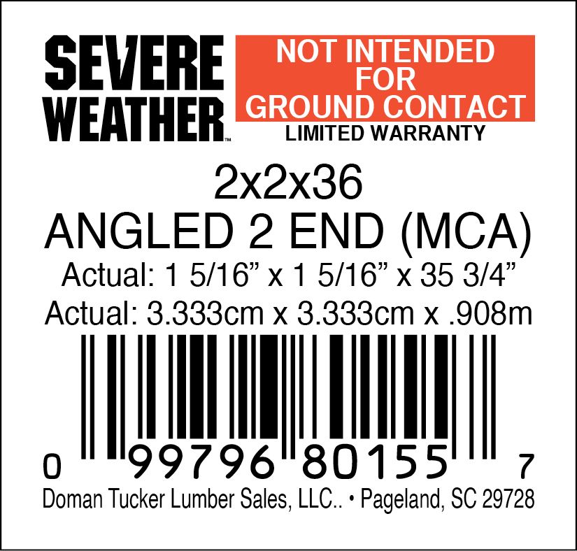 2x2x36 ANGLED 2 END (MCA) - 80155-7 - 2000 PER ROLL - 14,000 MINIMUM