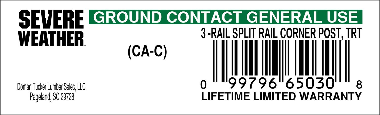 3-RAIL SPLIT RAIL CORNER POST, TRT - 65030-8 - 2000 PER ROLL - 22,000 MINIMUM