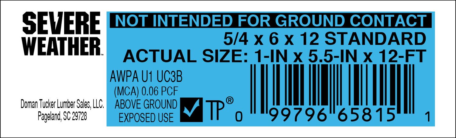 5/4 x 6 x 12 STANDARD - 65815-1 - 2000 PER ROLL - 22,000 MINIMUM