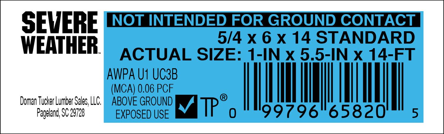 5/4 x 6 x 14 STANDARD - 65820-5 - 2000 PER ROLL - 22,000 MINIMUM