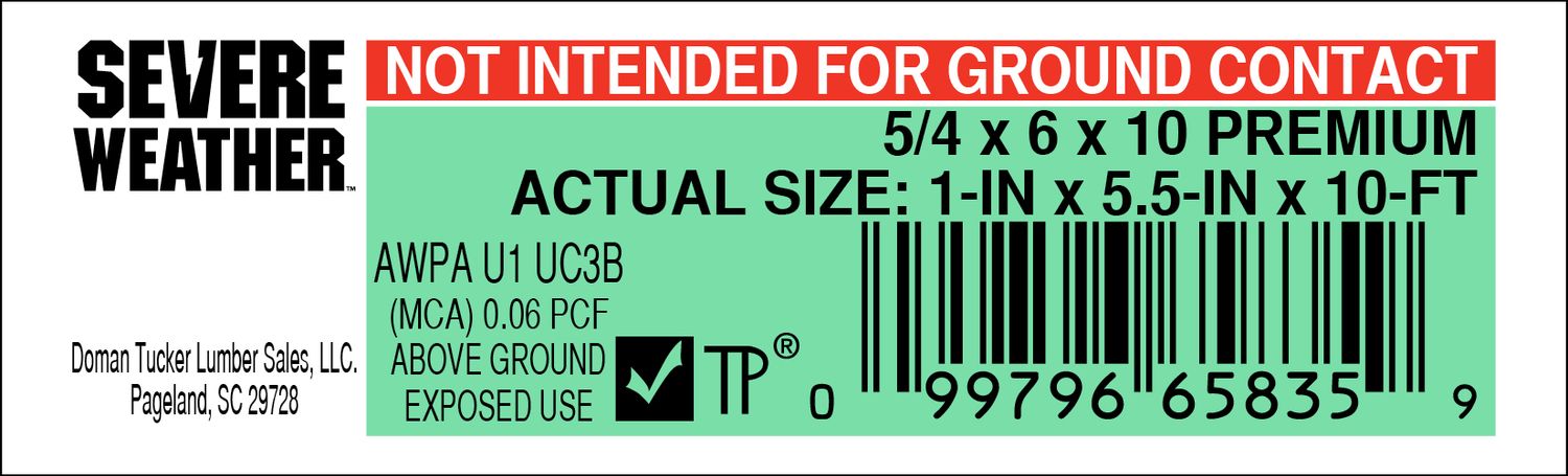 5/4 x 6 x 10 PREMIUM - 65835-9 - 2000 PER ROLL - 22,000 MINIMUM
