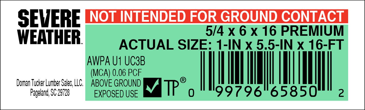5/4 x 6 x 16 PREMIUM - 65850-2 - 2000 PER ROLL - 22,000 MINIMUM