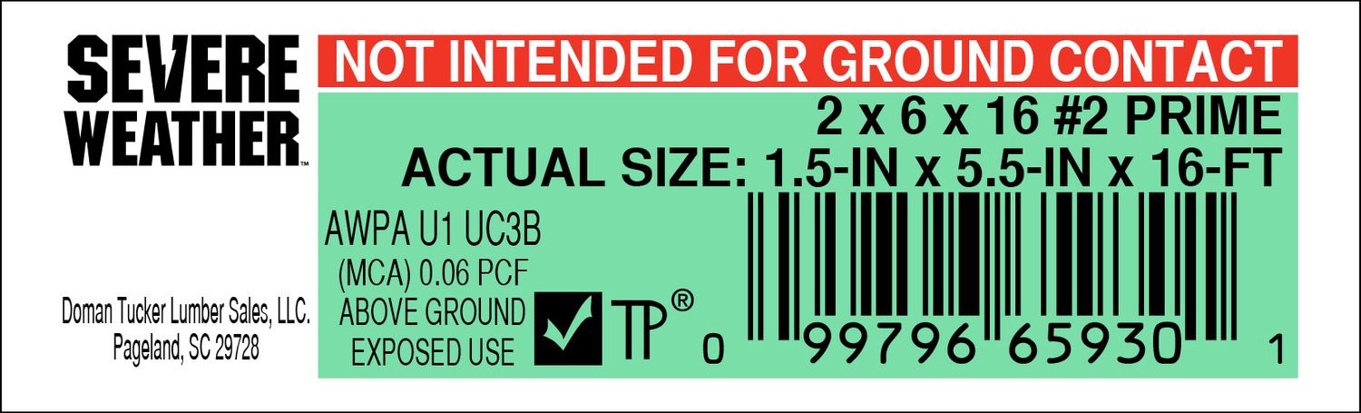 2 x 6 x 16 #2 PRIME - 65930-1 - 2000 PER ROLL - 22,000 MINIMUM