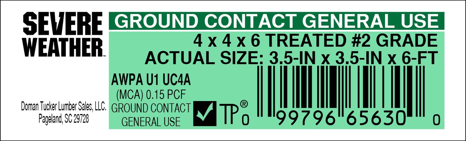 4 x 4 x 6 TREATED #2 GRADE - 65630-0 - 2000 PER ROLL - 22,000 MINIMUM