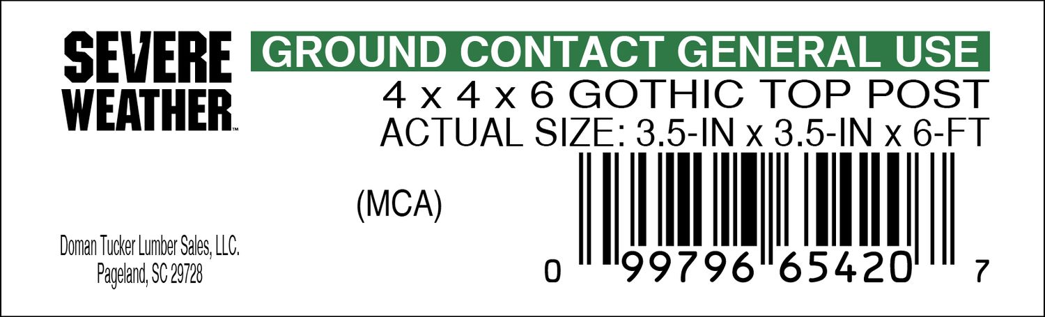 4 x 4 x 6 GOTHIC TOP POST - 65420-7 - 2000 PER ROLL - 22,000 MINIMUM