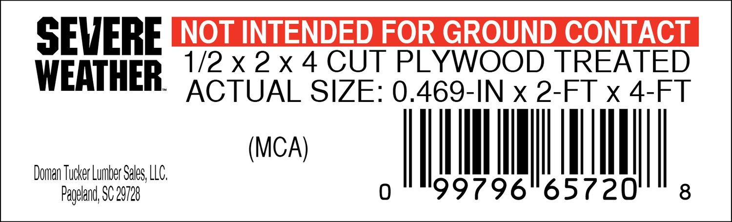 1/2 x 2 x 4 CUT PLYWOOD TREATED - 65720-8 - 2000 PER ROLL - 22,000 MINIMUM