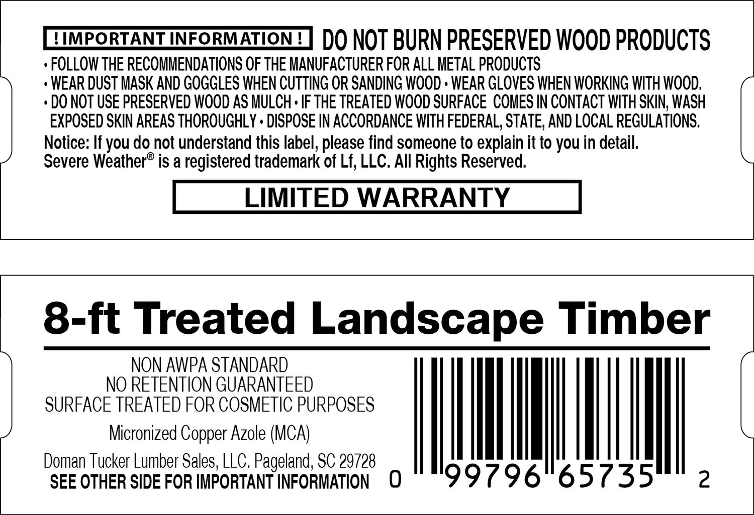 8-ft Treated Landscape Timber - 65735-2 - 2000 PER ROLL - 20,000 MINIMUM