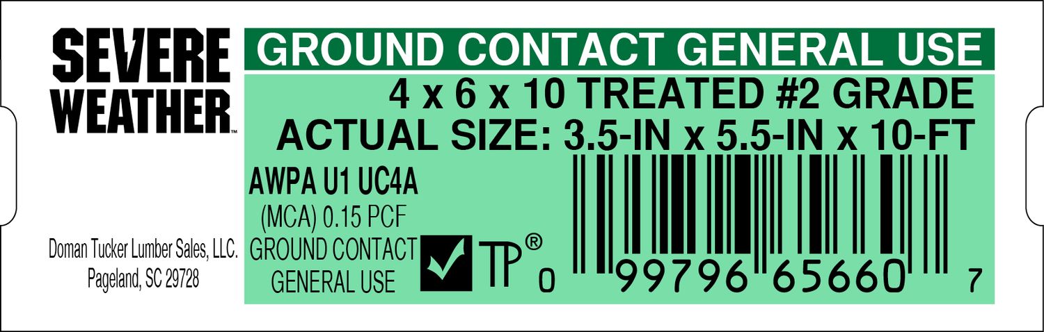 4 x 6 x 10 TREATED #2 GRADE - 65660-7 - 2000 PER ROLL - 20,000 MINIMUM