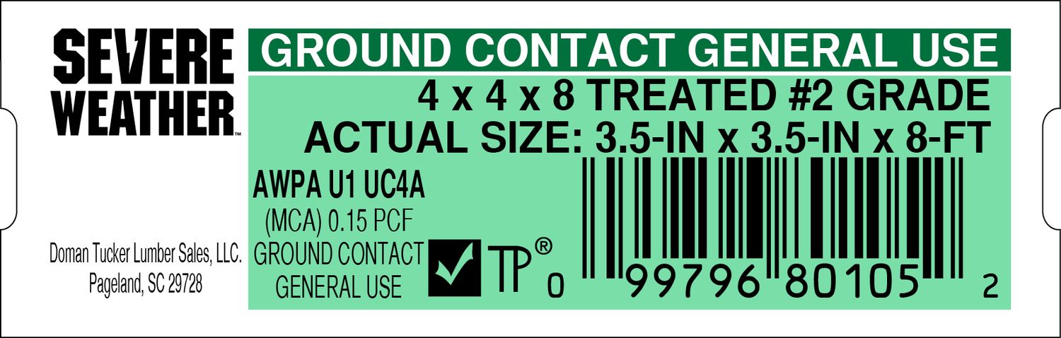 4 x 4 x 8 #2 GRADE - 80105-2 - 2000 PER ROLL - 20,000 MINIMUM
