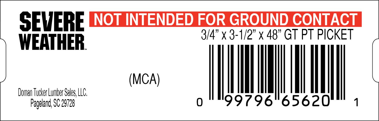 3/4" x 3-1/2" x 48" GT PT PICKET - 65620-1 - 2000 PER ROLL - 20,000 MINIMUM