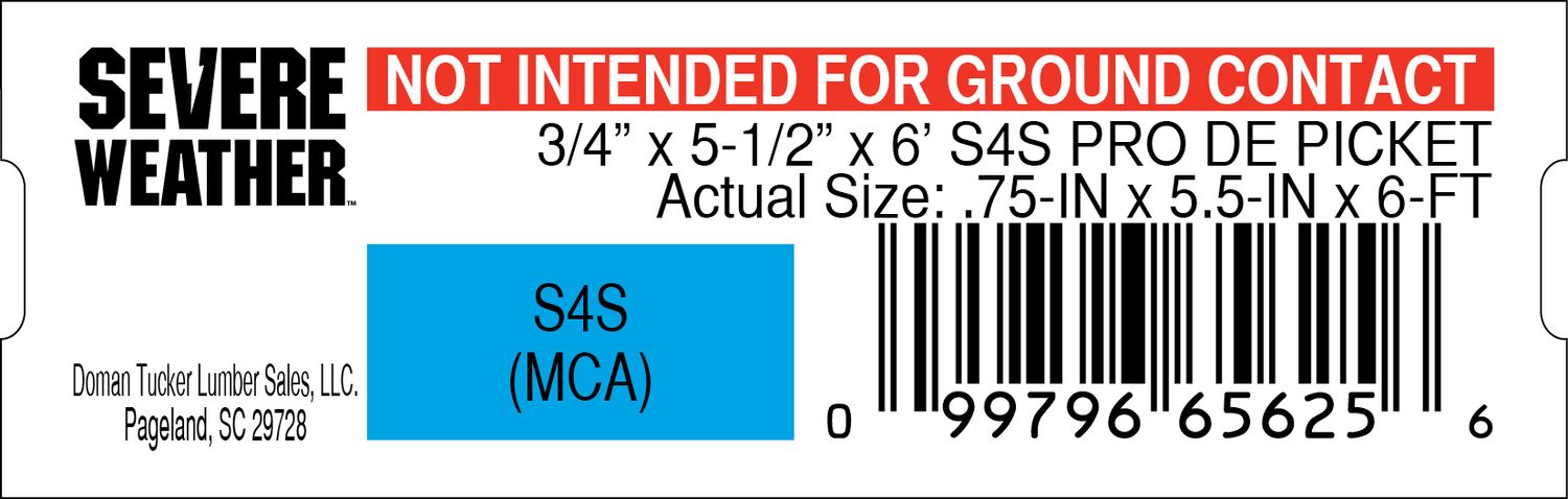 3/4" x 5-1/2"' x 6' S4S PRO DE PICKET - 65625-6 - 2000 PER ROLL - 20,000 MINIMUM