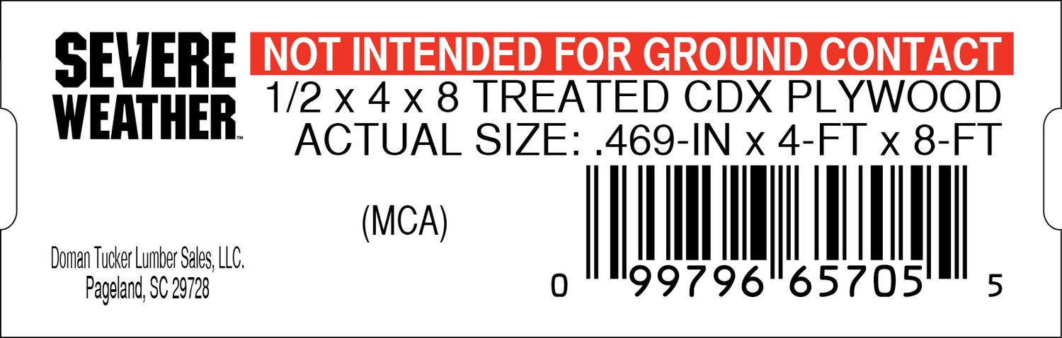 1/2 x 4 x 8 TREATED CDX PLYWOOD - 65705-5 - 2000 PER ROLL - 20,000 MINIMUM