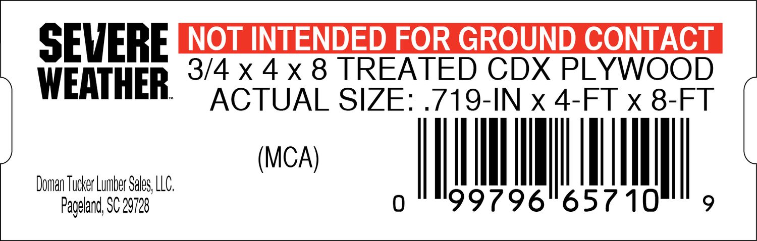 3/4 x 4 x 8 TREATED CDX PLYWOOD - 65710-9 - 2000 PER ROLL - 20,000 MINIMUM