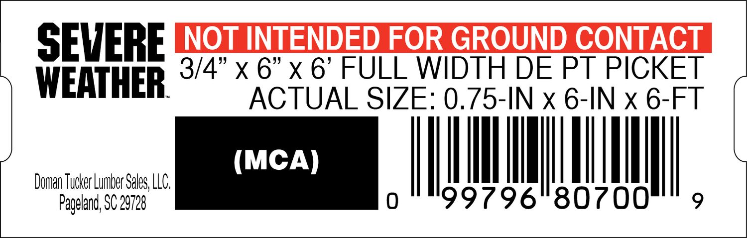 3/4" x 6" x 6' FULL WIDTH DE PT PICKET - 80700-9 - 2000 PER ROLL - 20,000 MINIMUM