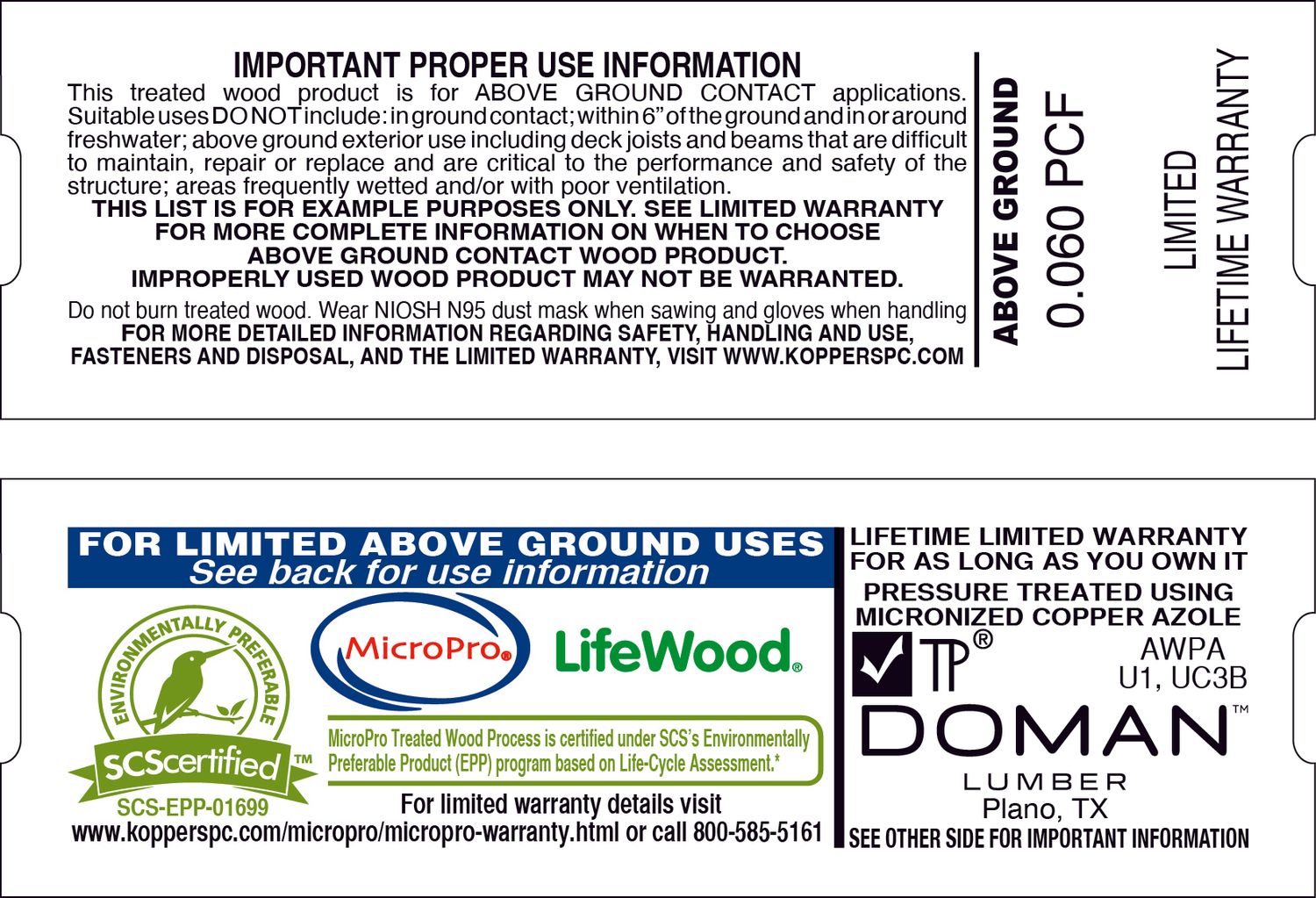 LIFEWOOD 0.060 ABOVE GROUND SLOTTED - 2000 PER ROLL - 20,000 MINIMUM
