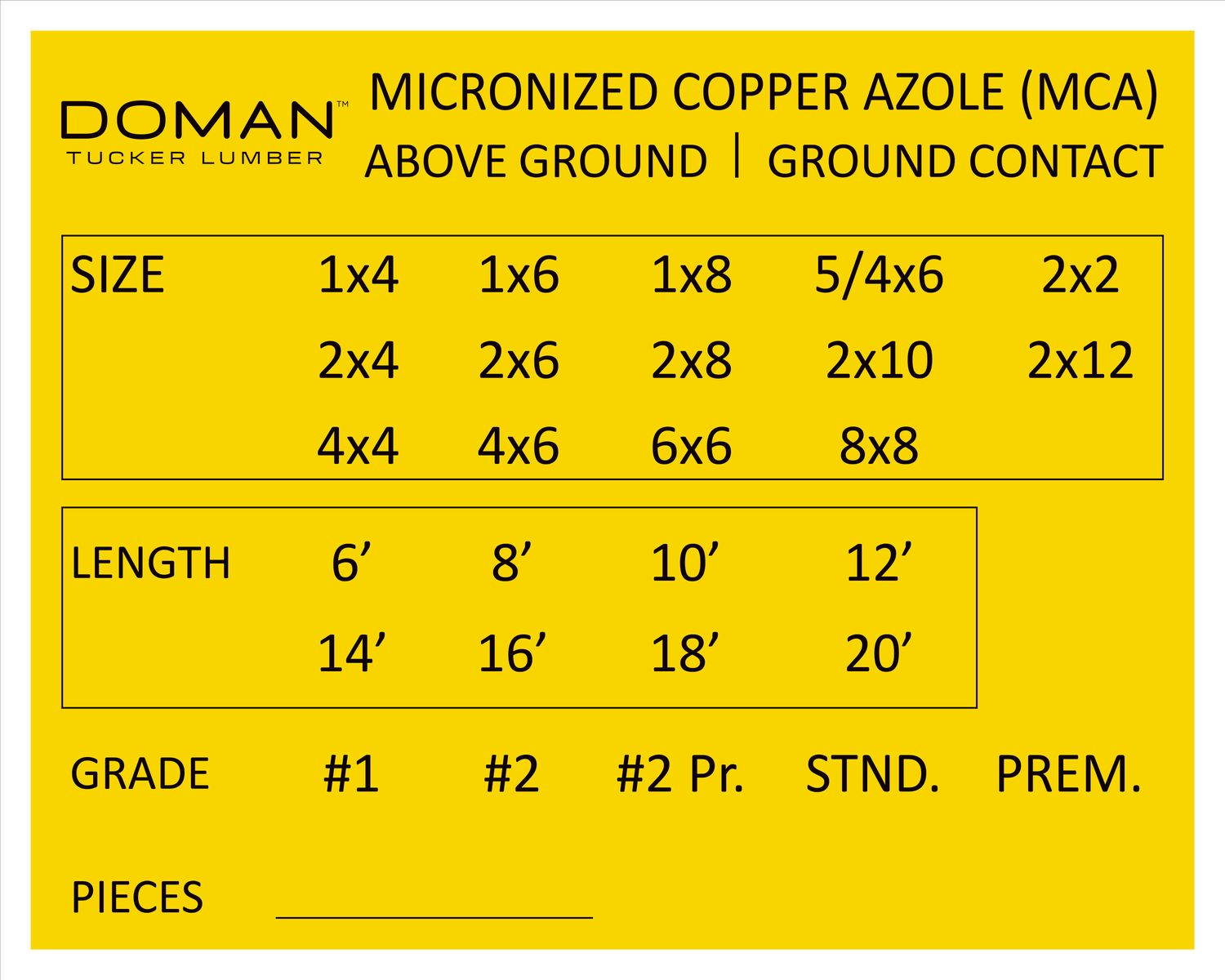 MICRONIZED COPPER AZOLE PLACARD - MCA - ORDER IN INCREMENTS OF 100