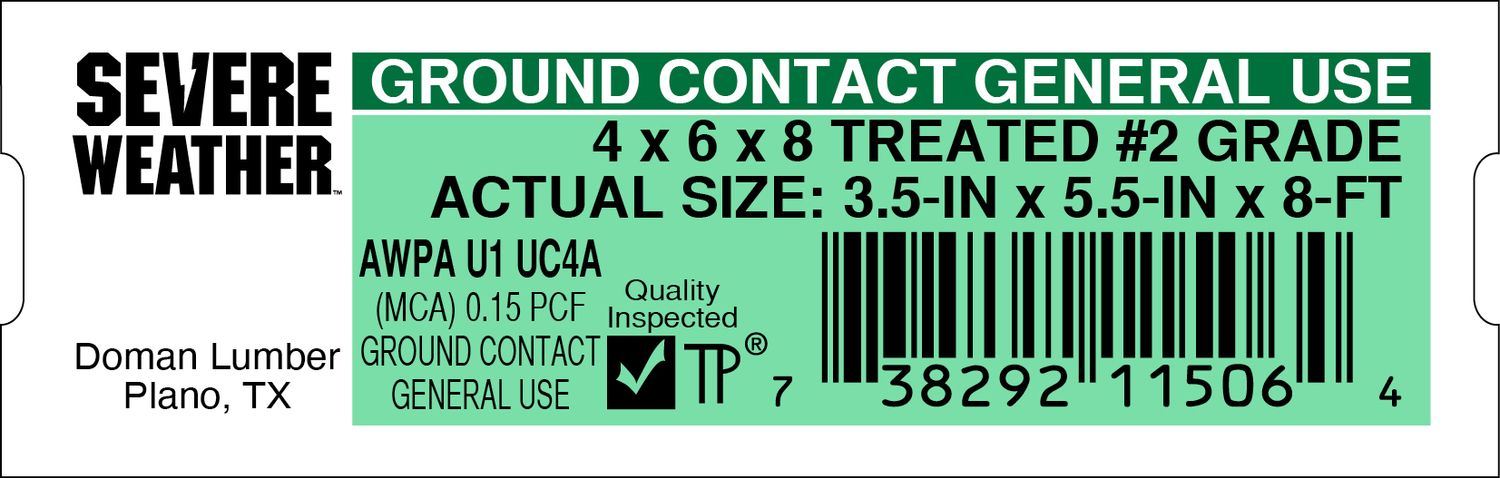 4 x 6 x 8 TREATED #2 GRADE - 11506-4 - 2000 PER ROLL - 20,000 MINIMUM