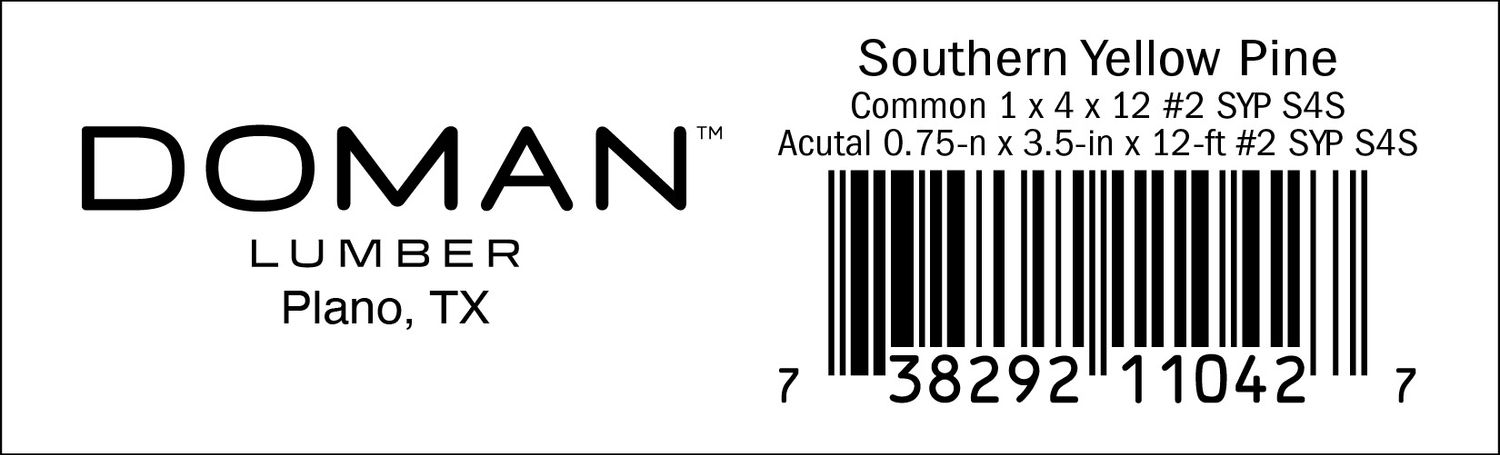 1 x 4 x 12 #2 SYP S4S - 11042-7 - 2000 PER ROLL - 22,000 MINIMUM