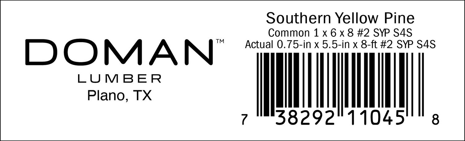 1 x 6 x 8 #2 SYP S4S - 11045-8 - 2000 PER ROLL - 22,000 MINIMUM