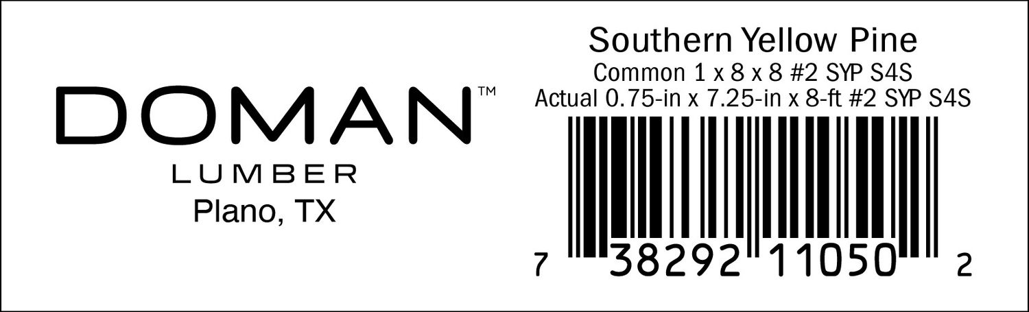 1 x 8 x 8 #2 SYP S4S - 11050-2 - 2000 PER ROLL - 22,000 MINIMUM