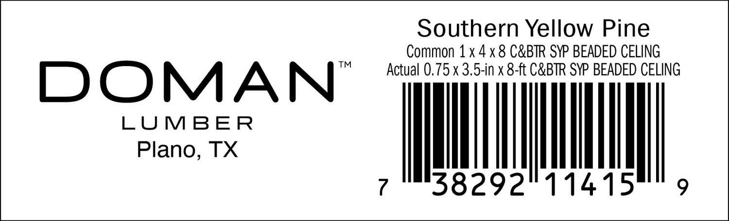 1 x 4 x 8 C&amp;BTR SYP BEADED CELING - 11415-9 - 2000 PER ROLL - 22,000 MINIMUM