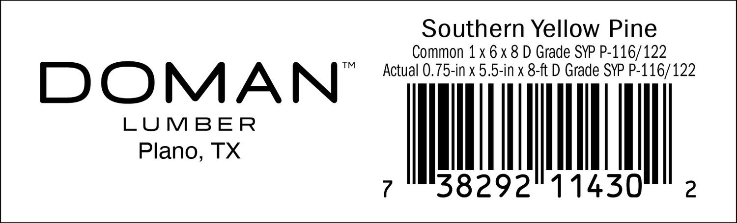 1 x 6 x 8 D Grade SYP P-116/122 - 11430-2 - 2000 PER ROLL - 22,000 MINIMUM