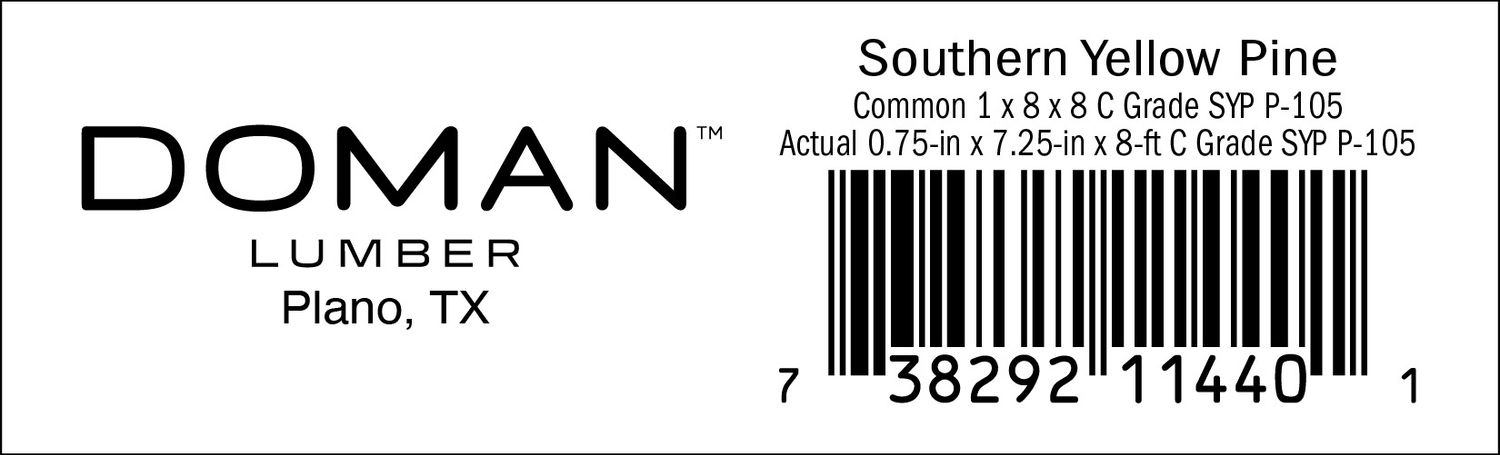 1 x 8 x 8 C Grade SYP P-105 - 11440-1 - 2000 PER ROLL - 22,000 MINIMUM