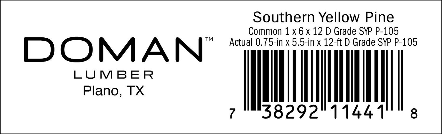 1 x 6 x 12 D Grade SYP P-105 - 11441-8 - 2000 PER ROLL - 22,000 MINIMUM