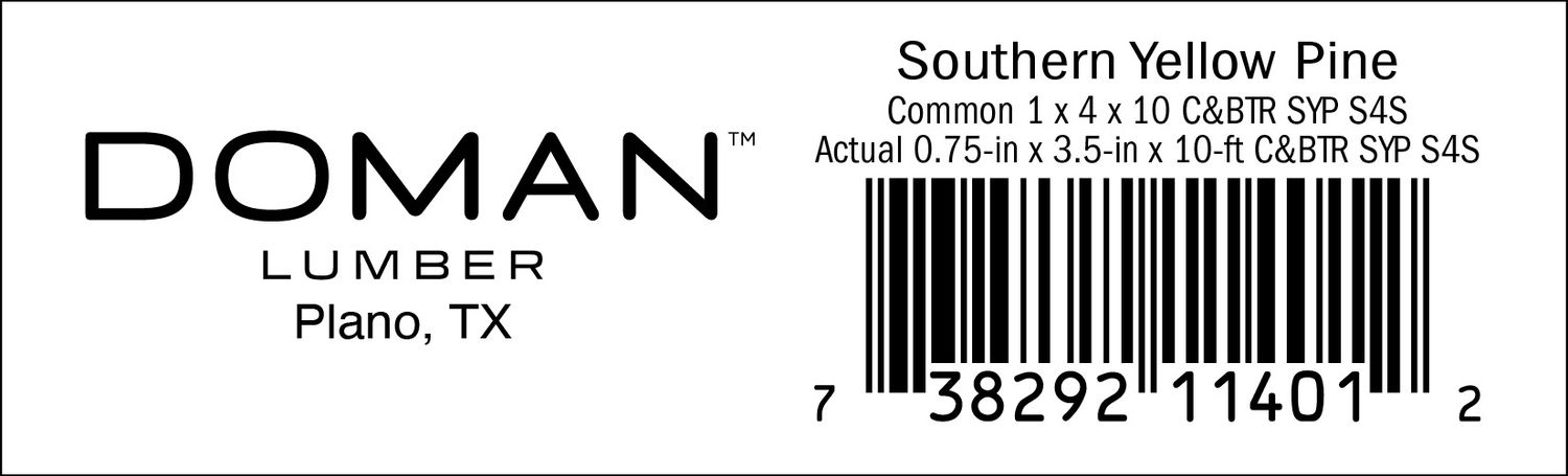 1 x 4 x 10 C&amp;BTR SYP S4S - 11401-2 - 2000 PER ROLL - 22,000 MINIMUM