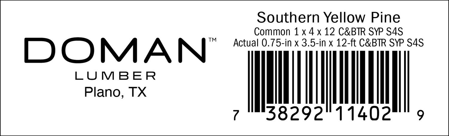 1 x 4 x 12 C&amp;BTR SYP S4S - 11402-9 - 2000 PER ROLL - 22,000 MINIMUM