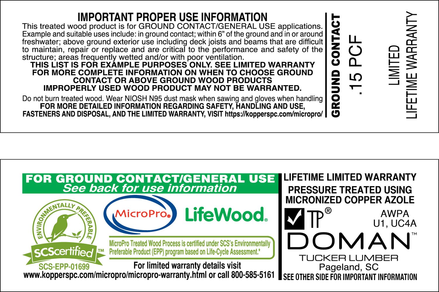 LIFEWOOD .15 GROUND CONTACT PERF - 22,000 MINIMUM