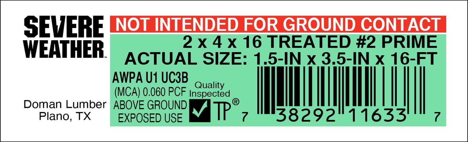 2 x 4 x 16 #2 PRIME - 11633-7 - 2000 PER ROLL - 22,000 MINIMUM
