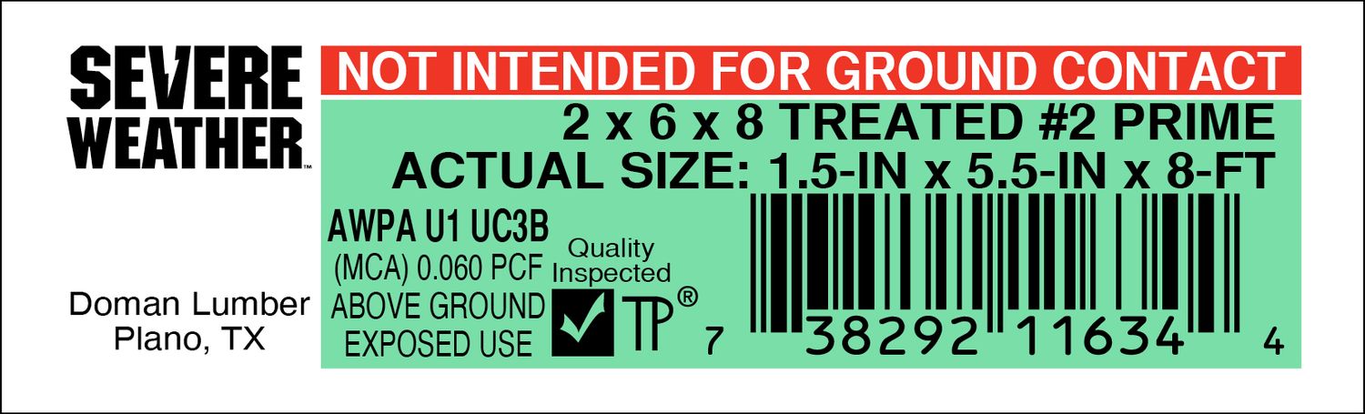 2 x 6 x 8 #2 PRIME - 11634-4 - 2000 PER ROLL - 22,000 MINIMUM