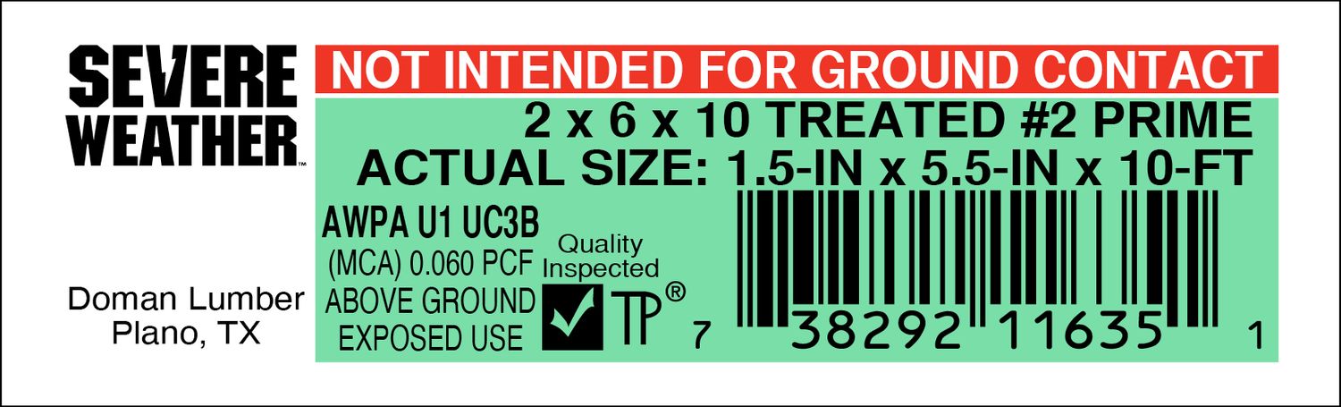 2 x 6 x 10 #2 PRIME - 11635-1 - 2000 PER ROLL - 22,000 MINIMUM