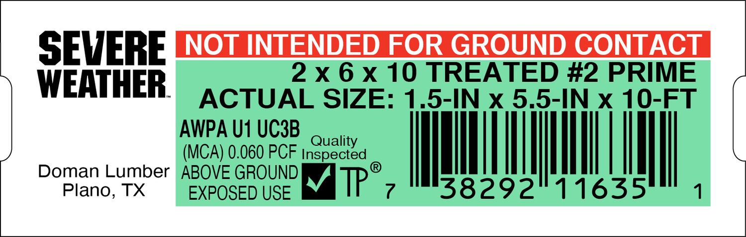 2 x 6 x 10 TREATED #2 PRIME - 11635-1 - 2000 PER ROLL - 20,000 MINIMUM