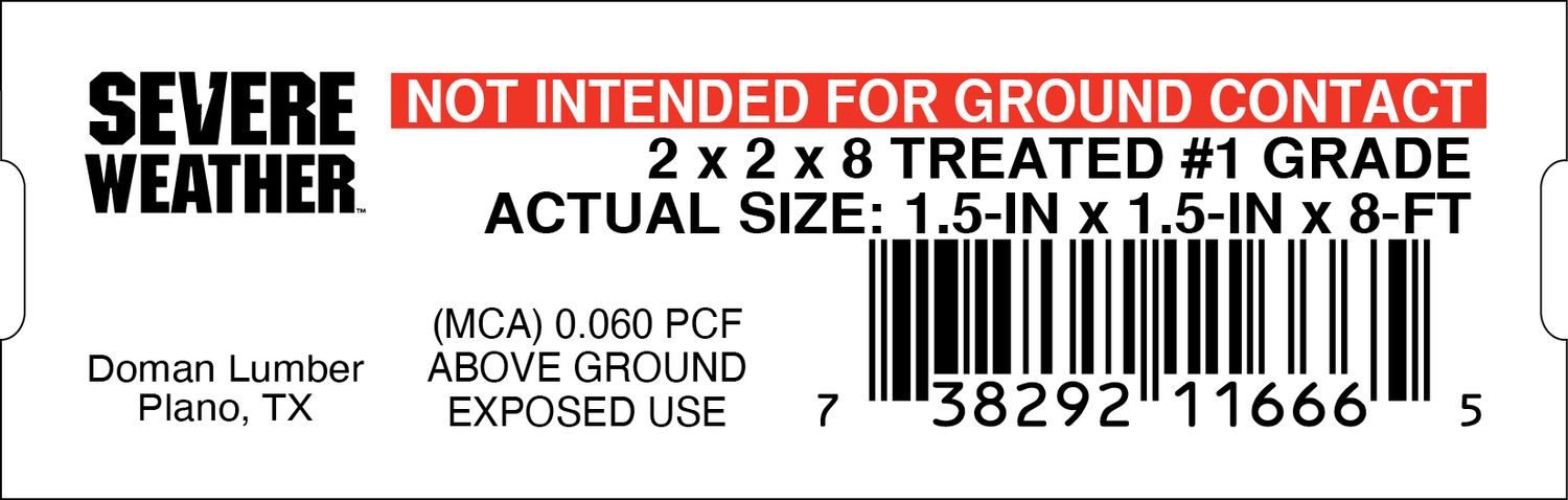 2 x 2 x 8 TREATED #1 GRADE - 11666-5 - 2000 PER ROLL - 20,000 MINIMUM