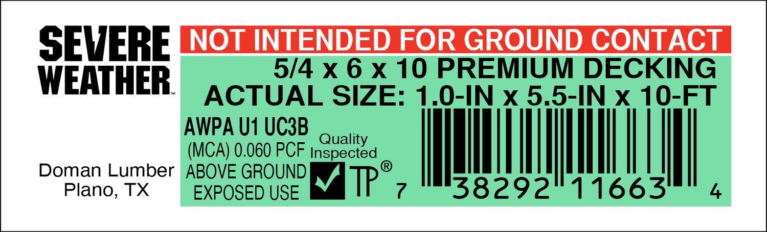 5/4 x 6 x 10 PREMIUM DECKING - 11663-4 - 2000 PER ROLL - 22,000 MINIMUM