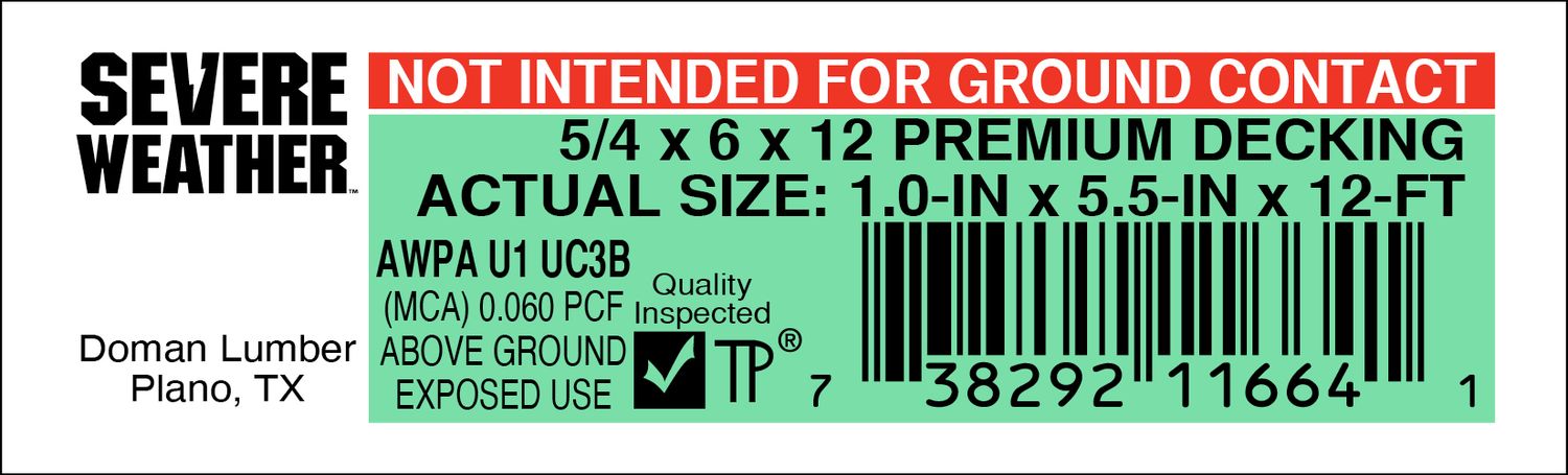 5/4 x 6 x 12 PREMIUM DECKING - 11664-1 - 2000 PER ROLL - 22,000 MINIMUM