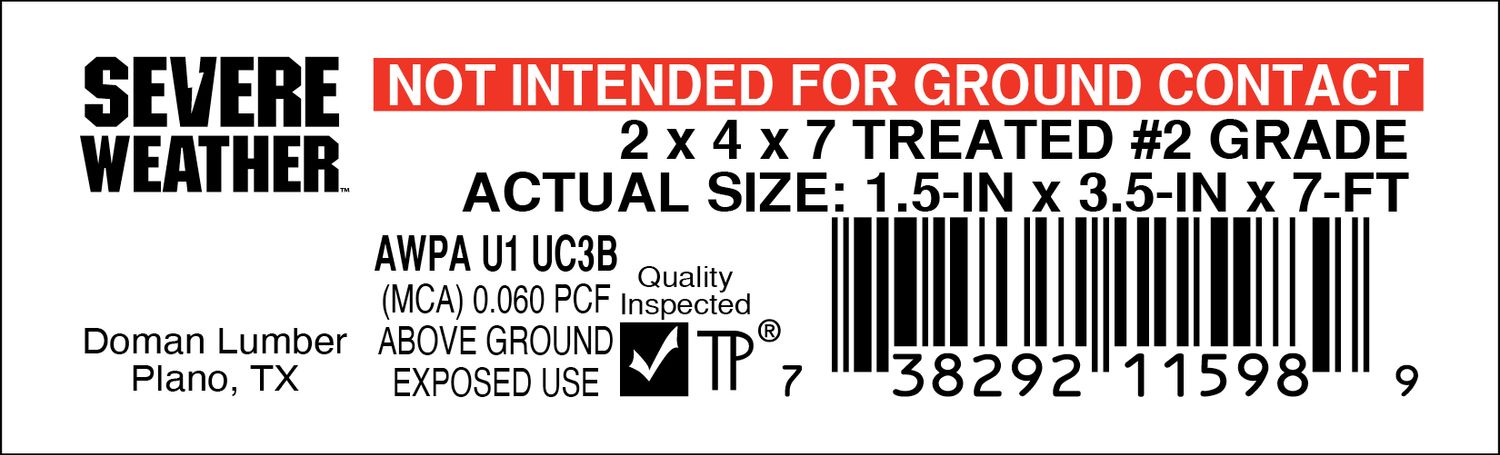 2 x 4 x 7 #2 GRADE - 11598-9 - 2000 PER ROLL - 22,000 MINIMUM