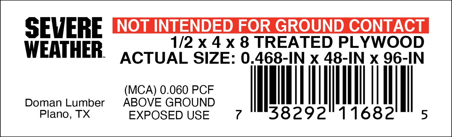 1/2 x 4 x 8 PLYWOOD - 11682-5 - 2000 PER ROLL - 22,000 MINIMUM