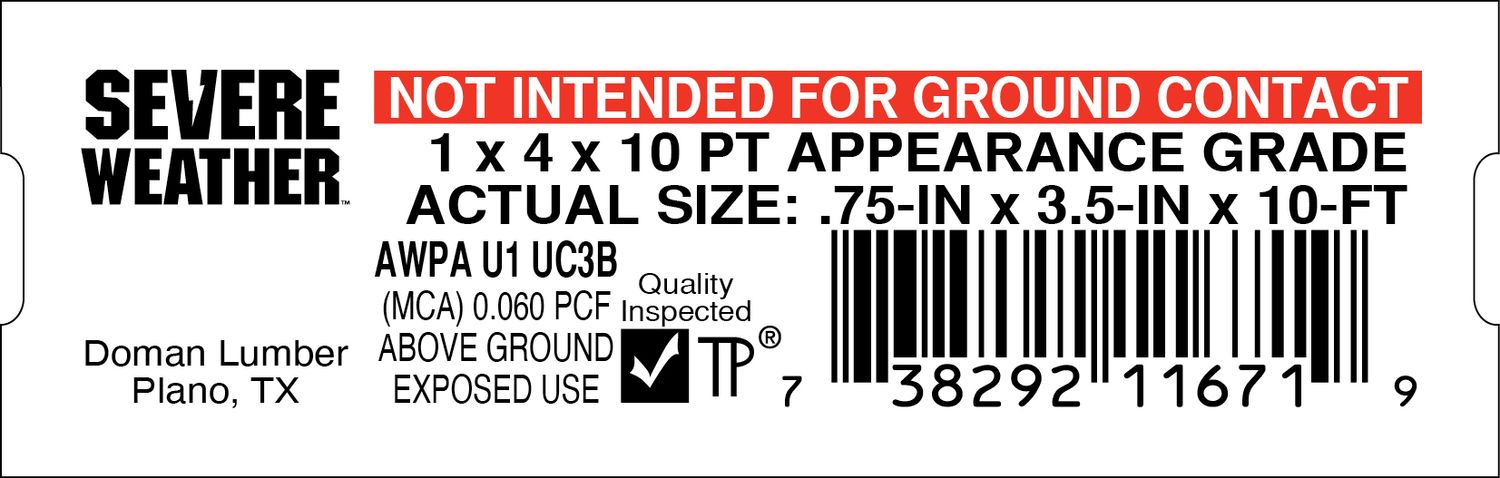 1 x 4 x 10 PT APPEARANCE GRADE - 11671-9 - 2000 PER ROLL - 20,000 MINIMUM
