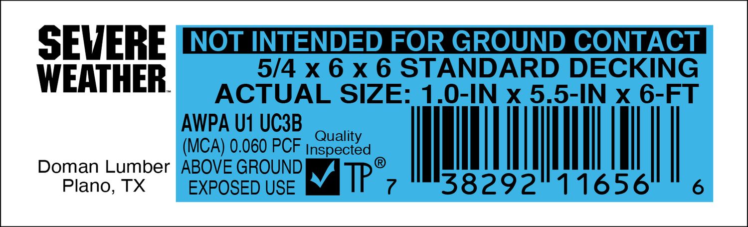 5/4 x 6 x 6 STANDARD DECKING - 11656-6 - 2000 PER ROLL - 22,000 MINIMUM