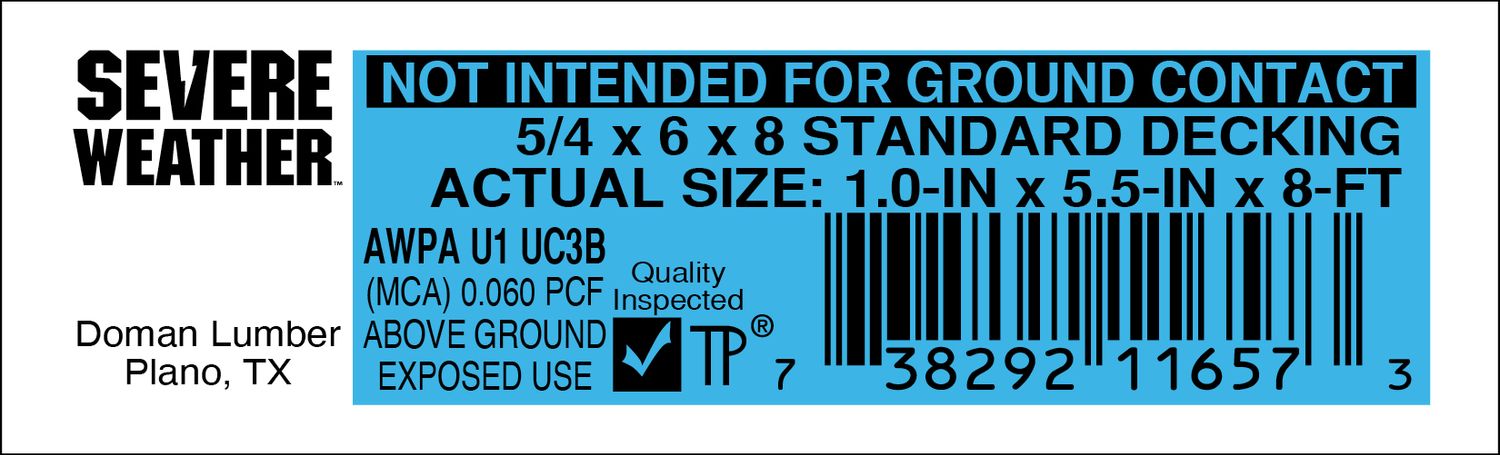 5/4 x 6 x 8 STANDARD DECKING - 11657-3 - 2000 PER ROLL - 22,000 MINIMUM