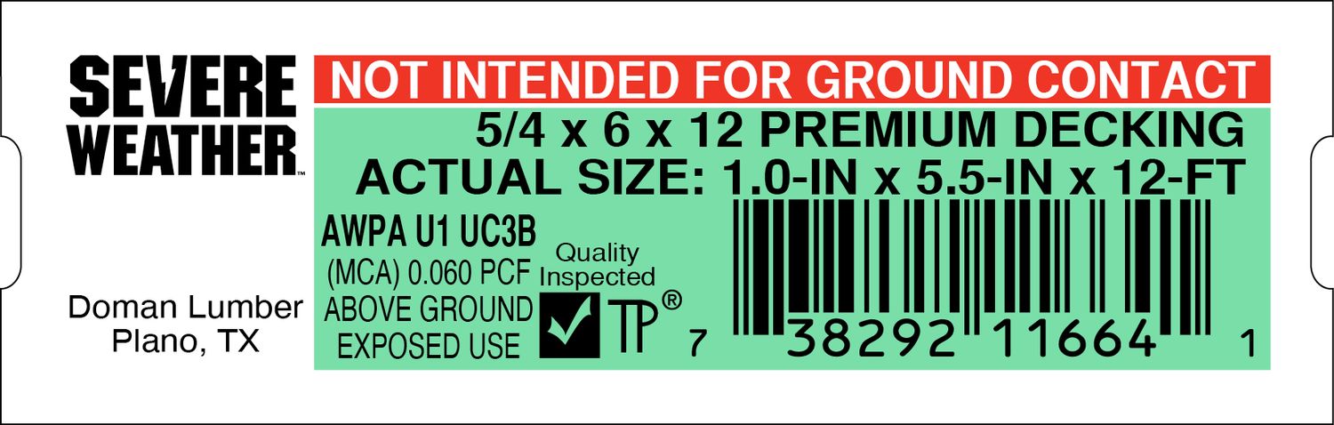 5/4 x 6 x 12 PREMIUM DECKING - 11664-1 - 2000 PER ROLL - 20,000 MINIMUM